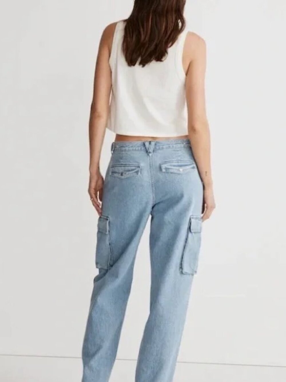 Madewell Low Slung Straight Cargo Jeans | Coleman Wash | Size 28 - Picture 3 of 12